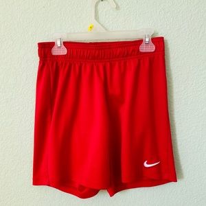 Red women’s soccer shorts